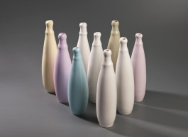  Flaschenvasen Porzellan, 2012 Weiße und farbige Mattglasuren, 1300°C, ceramics, porcelain, pottery, Kunsthandwerk, Gunnar Jakobson, Thüringen, Töpferei